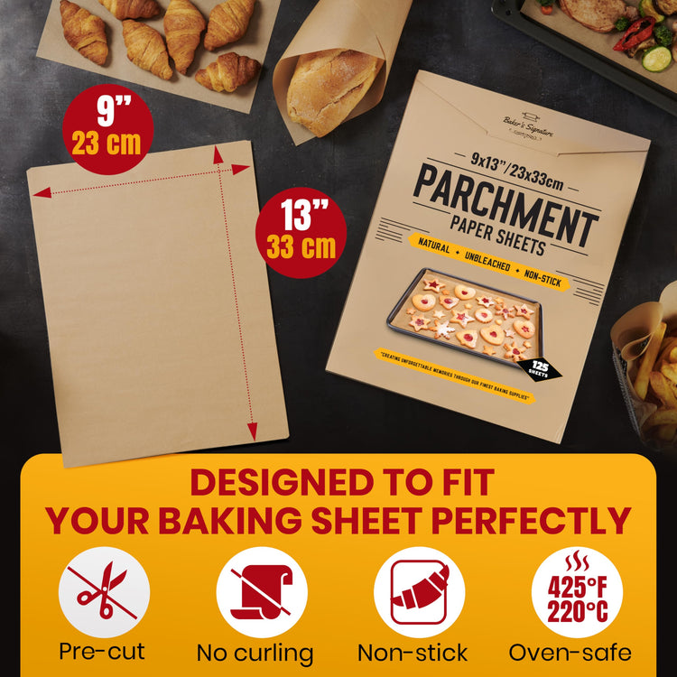 125 Pcs 9x13" Parchment Paper Sheets by Baker's Signature (125 Count)