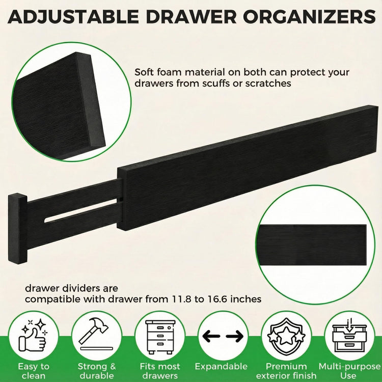 4 Pack Bamboo Drawer Dividers 2.6" High (4 Count)