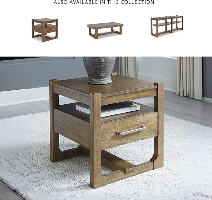 Signature Design by Ashley Cabalynn Casual End Table with 1 Drawer, Light Brown