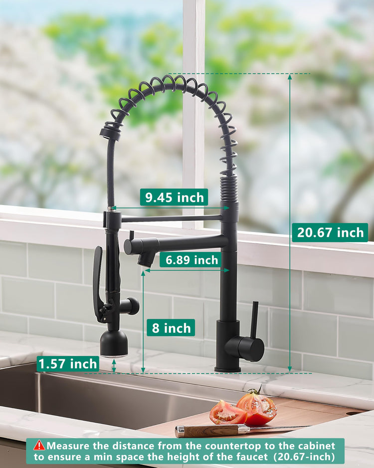 Black Kitchen Faucet with Pull Down Sprayer