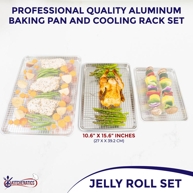 Jelly Roll Baking Pan and Rack Set Nonstick 10.6x15.6 (2 Count)