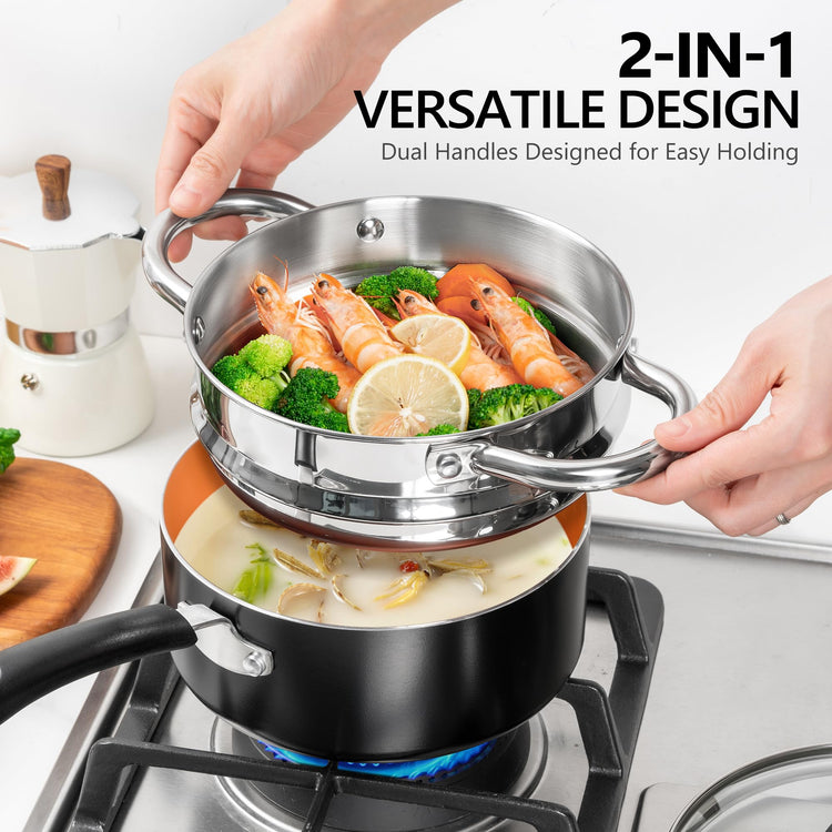Nonstick Ceramic Saucepan Set with Lid
