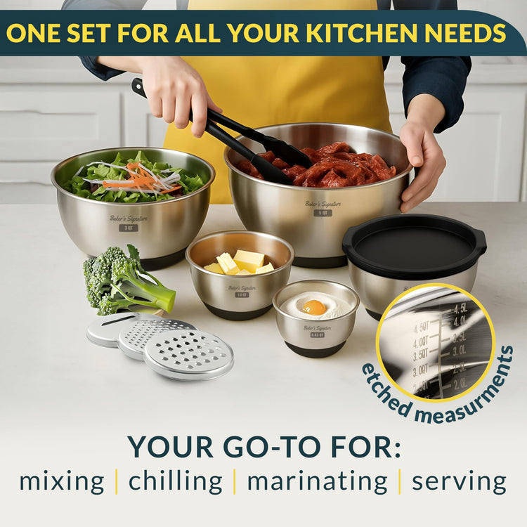 Stainless Steel Mixing Bowls with Lids Set of 5 (5 Count)