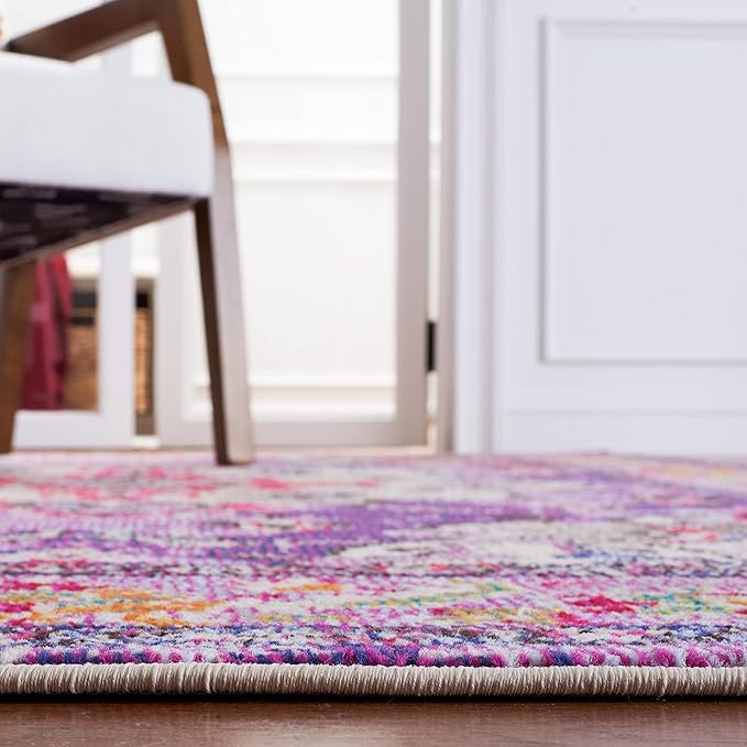 SAFAVIEH Monaco Collection Area Rug - 3' x 5', Violet & Fuchsia, Non-Shedding & Easy to Clean, Distressed Medallion Design, Ideal for Living Room, Bedroom, Dining Space (MNC243P)