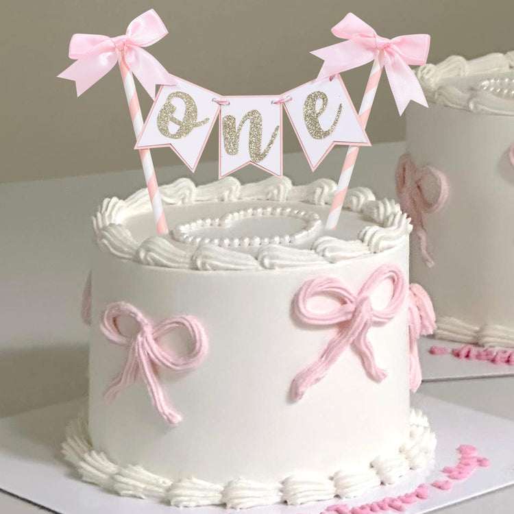 Pink Bow Ribbon Cake Topper