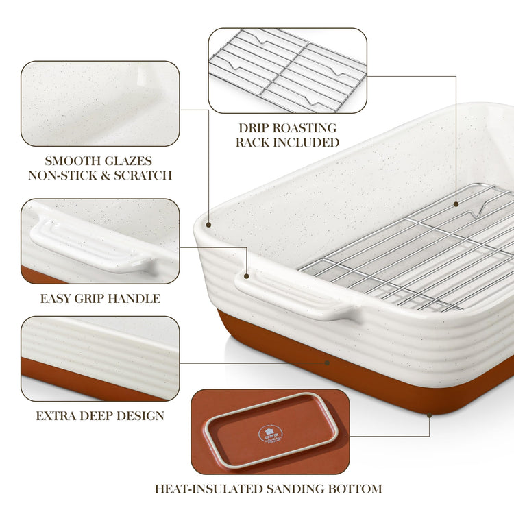 Casserole Dishes for Oven with Roasting Racks (3 Count)