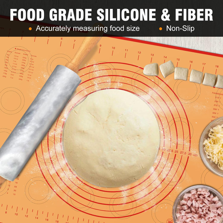 Marble Rolling Pin Set With Non Stick Silicone Pastry Mat
