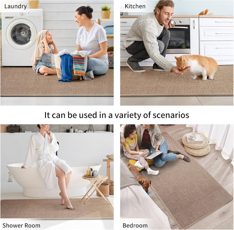 Long Kitchen Runner Rugs Kitchen Mat Non Slip Washable Brown 17"x71"
