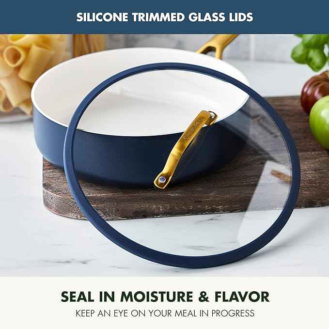 GreenPan Nonstick Reserve Pro 10 Piece Cookware Set, NSF Certified Ceramic, Hard Anodized PFAS-Free Pots & Pans Set with Lids, Stainless Steel Handles, Oven & Dishwasher Safe, Twilight Blue