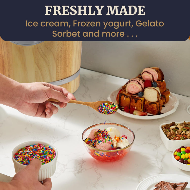 EIM916 6Qt Old Fashioned Wood Bucket Ice Cream Maker