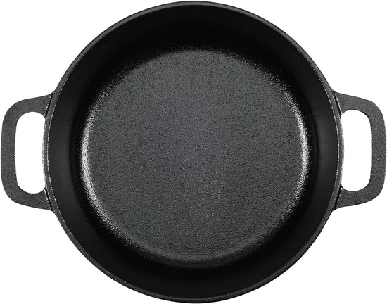 Amazon Basics Round Pre-Seasoned Cast Iron Mini Dutch Oven Pot with Lid and Dual Handles, 2-Quart, Black - Nestoria