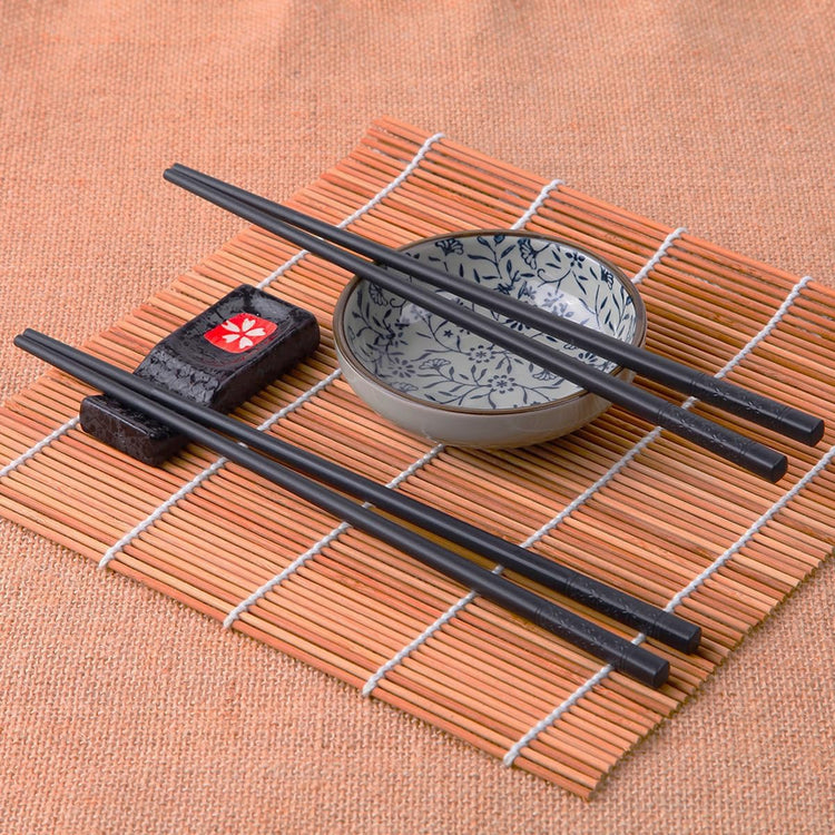 VIWIK Reusable Chopsticks 5 Pairs Premium Fiberglass Chop sticks – Lightweight Non-Slip Design Easy to Clean Dishwasher Safe 9 1/2 Inches – Gift Set