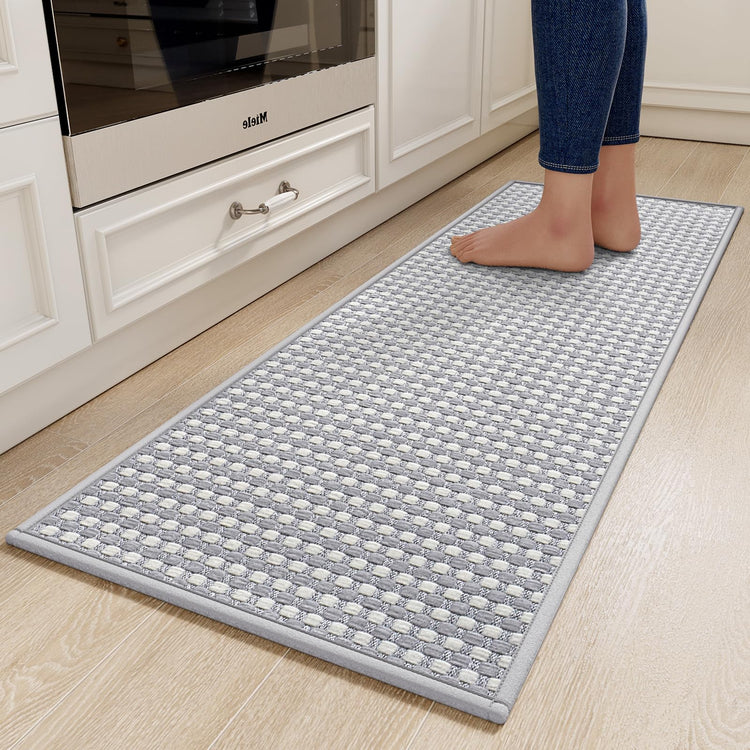 Kitchen Runner Rugs Non Slip Washable Long Kitchen Mats Gray 17"x59" (10.39 Sq Ft)