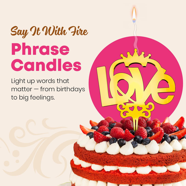 Love Reusable Gold Romantic Cake Candle