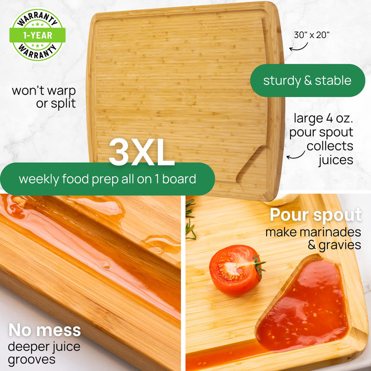 30 Inch 3XL Extra Large Cutting Board with Lifetime Replacements