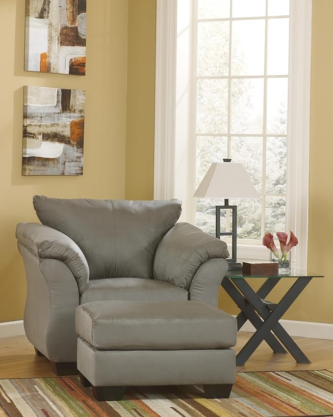 Signature Design by Ashley Darcy Casual Plush Square Accent Ottoman, Grayish Brown