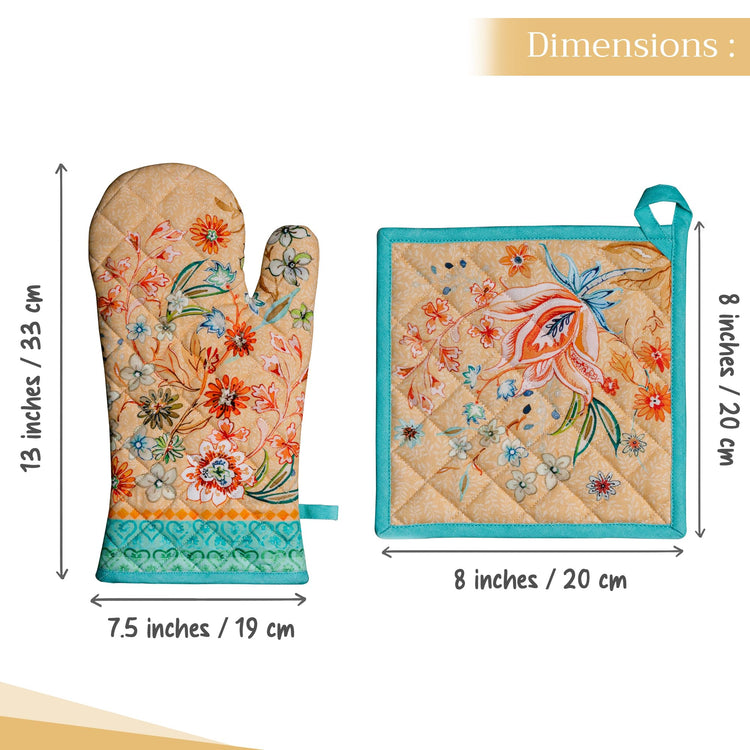 100% Cotton Oven Mitt & Pot Holder Set (2 Count)