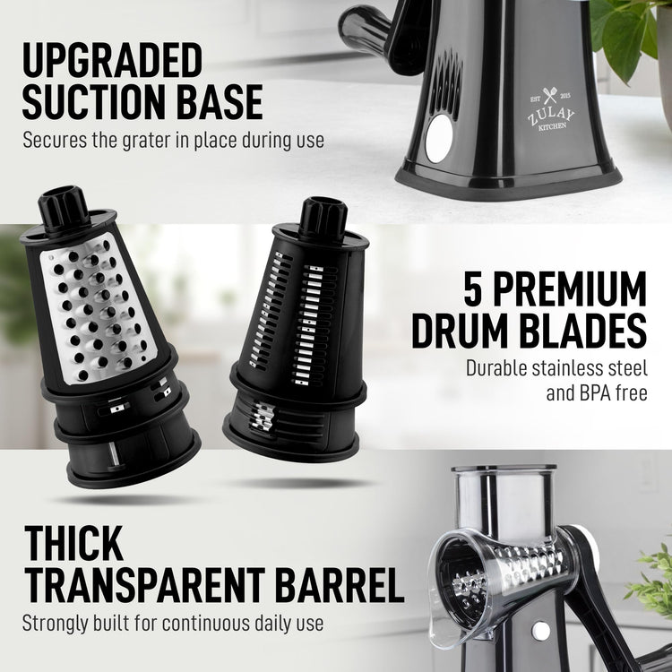 Rotary Cheese Grater 5 Blade Cheese Shredder