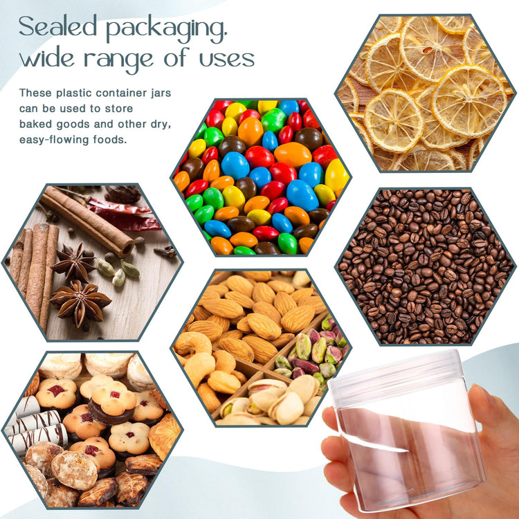 6 Pack 8 oz Plastic Jars Containers with Lids Wide (6 Count)