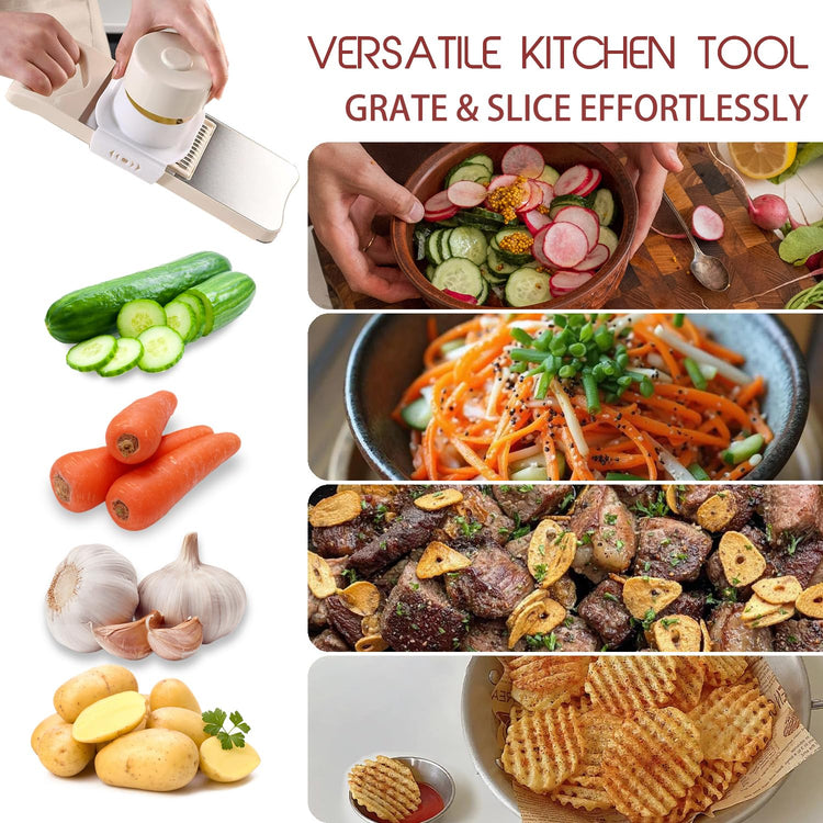 6 Blade Mandoline Slicer for Kitchen with Waffle Fry Cutter
