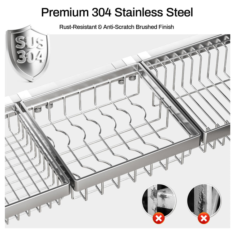 Luxurious 304 Stainless Steel Over Sink Dish Drying Rack