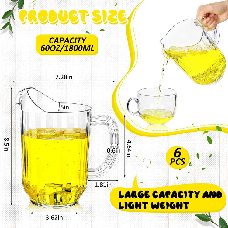 6 Pcs Plastic Water Pitchers (6 Count)