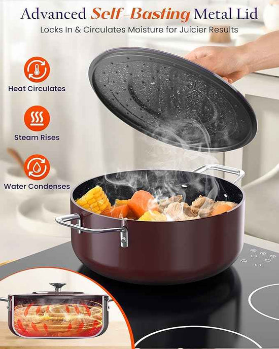 Nuwave Essential Series 5PC Ceramic Cookware Set PFAS-Free, G11 Duralon Blue Coating, Pots and Pans Set Non Stick, Diamond Scratch-Resistant,Stay-Cool Handle, Metal Lid,Induction Ready,Dishwasher Safe