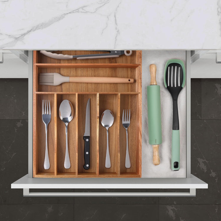 Kitchen Acacia Silverware Organizer