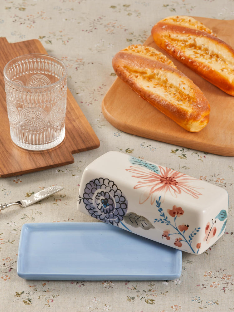 Blossom Symphony Ceramic Butter Dish with Lid