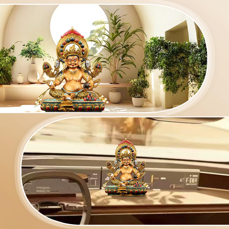 Yellow Jambhala Buddha Statue Indoor Meditation Decor Gift