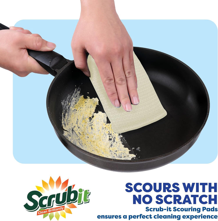 24 Pack Scrub Sponges Kitchen by SCRUBIT, Multi-Purpose Scouring Pads, Non-Scratch Cleaning Sponges for Dishes, Pots & Non-Stick Cookware - Long Lasting Dish Scrubbers for Kitchen, Bathroom & More
