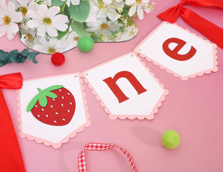 Strawberry First Birthday High Chair Banner