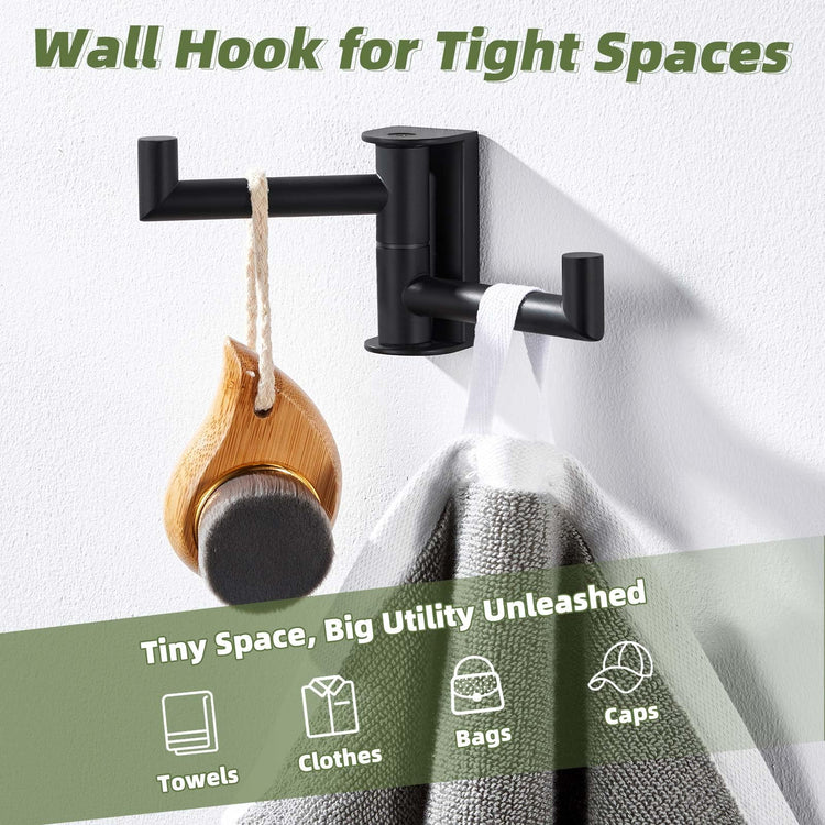 Swivel Towel Hook for Bathrooms with 2 Rotating Arms