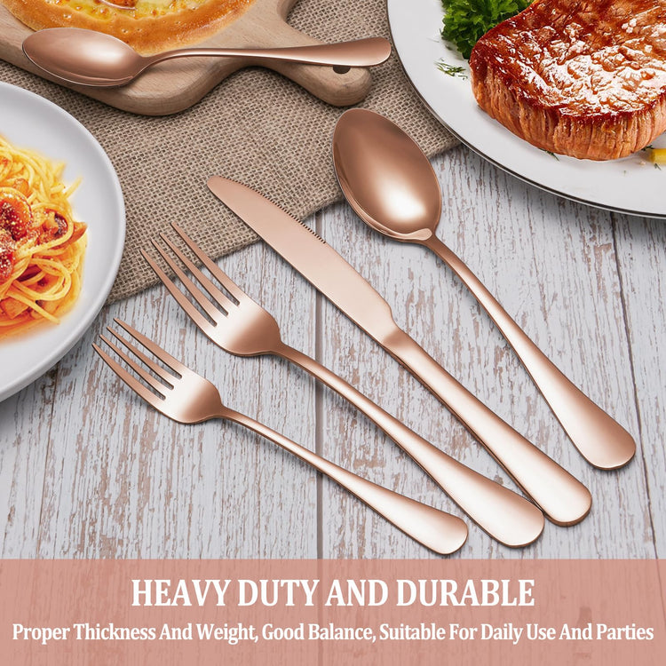 30 Pcs Rose Gold Silverware Set Service for 6 (30 Count)