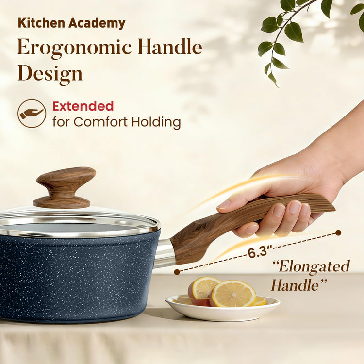 Blue Pots and Pans Set Non Stick