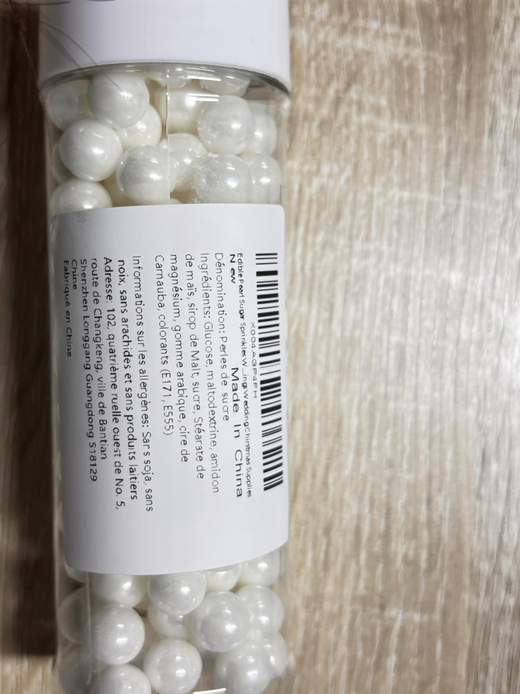 Edible Pearl Sugar Sprinkles White Candy Pearls Baking Decorations 10mm (4.58 Ounce)