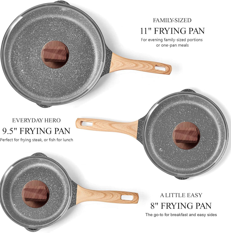 Non Stick Frying Pan Set with Lids