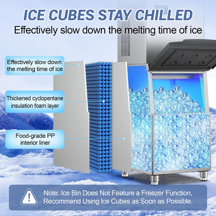 600 lbs High Output Commercial Ice Machine Freestanding Self