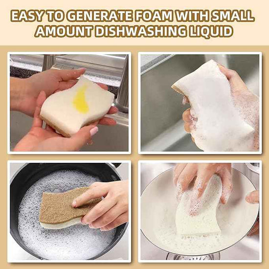 12 Pack Natural Kitchen Sponges, Biodegradable & Compostable | Non-Scratch Cellulose Coconut Fiber Sponges for Dishes, Pots & Pans | Eco-Friendly Cleaning Sponge