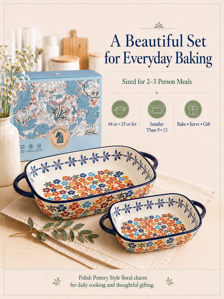 2 Piece Polish Pottery Style Ceramic Baking Dish Set (2 Count)