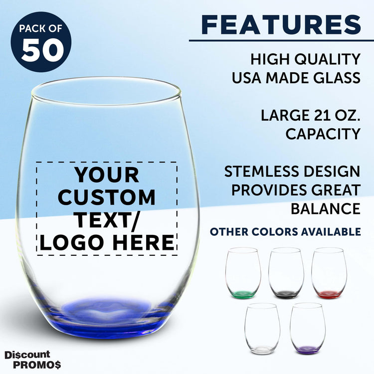 50 ARC Stemless Wine Glasses Set (50 Count)