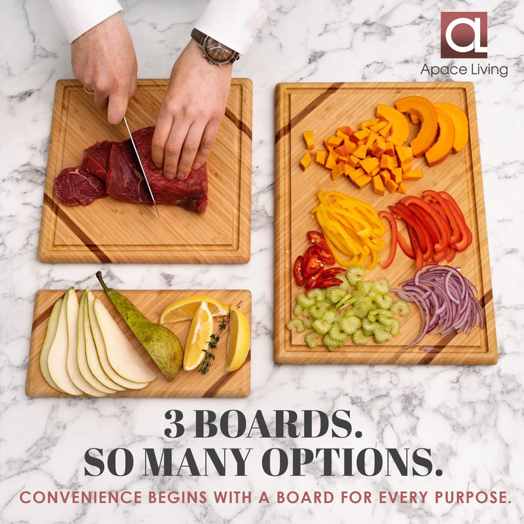 Chorus Bamboo Cutting Board Set with Juice Groove