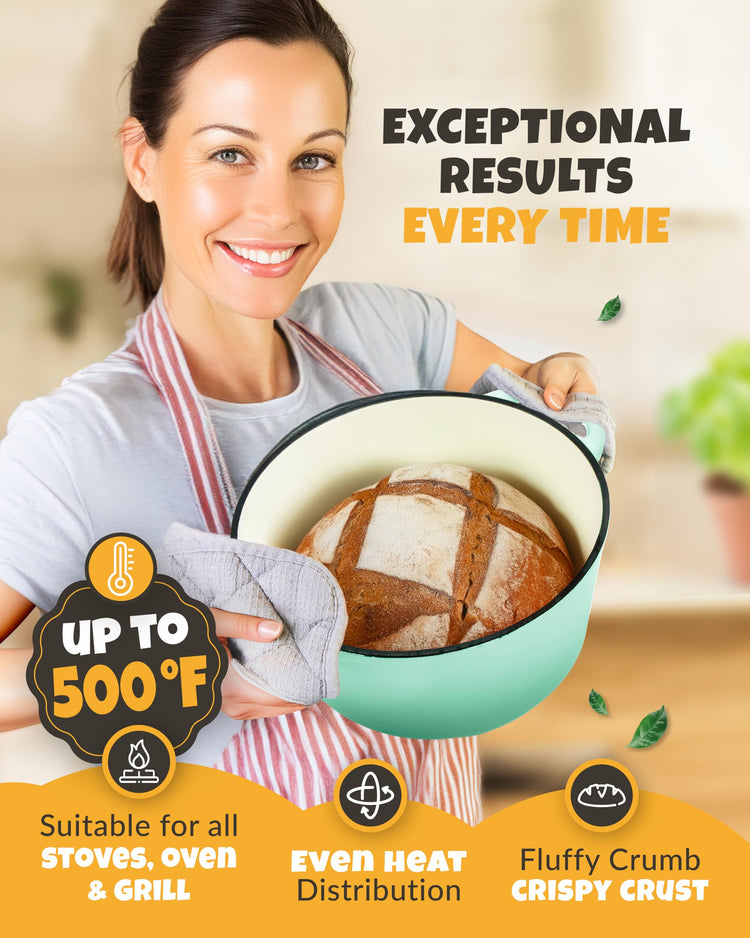 5 QT Cast Iron Bread Oven with Lid for Sourdough Bread Baking Set