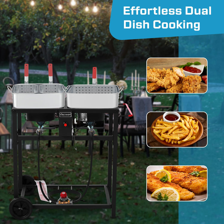 Deep Fryer with Double Burner Propane Stove Outdoor