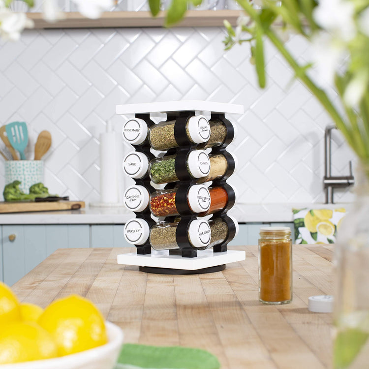 16 Jar Rotating White Spice Rack