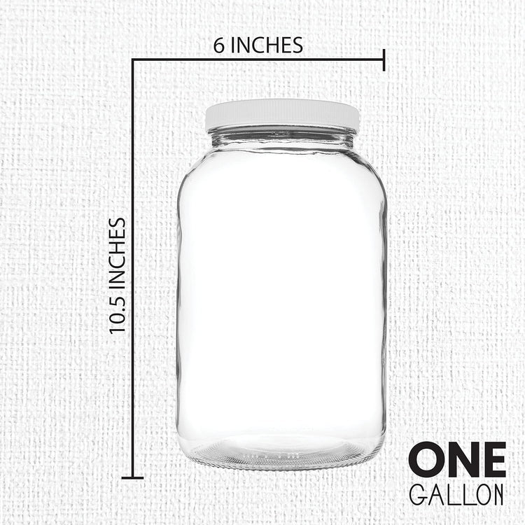 kitchentoolz 1 Gallon Glass Jar Wide Mouth with Airtight Foam Lined Plastic Lid - Large Mason Jar for Fermenting Kombucha Kefir - Storing and Canning (4)