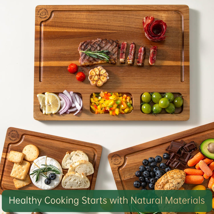 Acacia Wood Cutting Boards for Kitchen (3 Count)