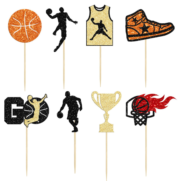24 Pack Basketball Cupcake Toppers Basketball Player Apparel Cupcake Picks Baby Shower Players Sports Theme Birthday Party Cake Decorations Supplies (24 Count)