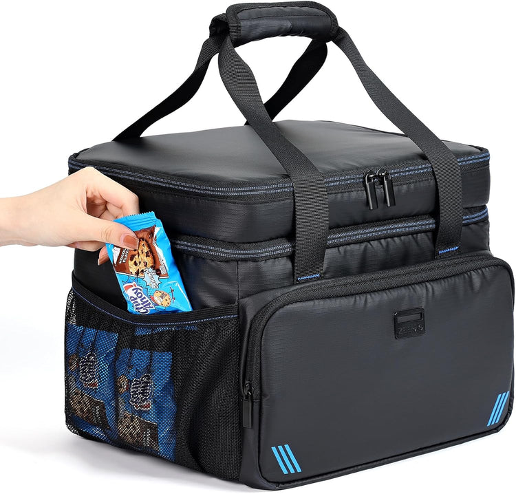 ZEEMO Soft Cooler Bag, Insulated Lunch Box, 19 L Ice Chest, Double Leakproof Layers, Waterproof and Collapsible Case for Work Outdoor Trip, Black
