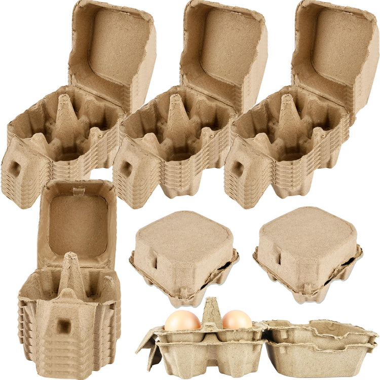 30 Pack Egg Cartons Bulk Empty Natural Pulp Egg Storage Case 4 Count Square Chicken Cardboard Egg Tray Holder for Family Farm Market Chicken Farm Storing (30 Count)